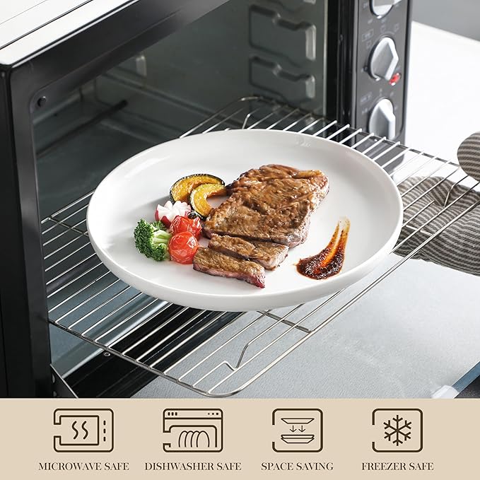 MALACASA Plates and Bowls Sets, 24 Pieces Modern Porcelain Dinnerware Set for 6 Ceramic Dishware Dishes White Kitchen Dinner Dining Ware Set Microwave and Dishwasher Safe, Series LUNA