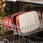 Lareina Large Ceramic Casserole Dish with Lid, 4.0 Quart Covered Rectangular Stoneware Baking Dishes for Oven, Deep 9x13 Inch Lasagna Pans for Baking and Serving, Perfect for Christmas gifts, Red