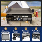 Razor Griddle GGT2160M 19 Inch Outdoor 1 Burner Portable LP Propane Gas Grill Griddle with Push Ignition for BBQ Cooking and Frying, Black