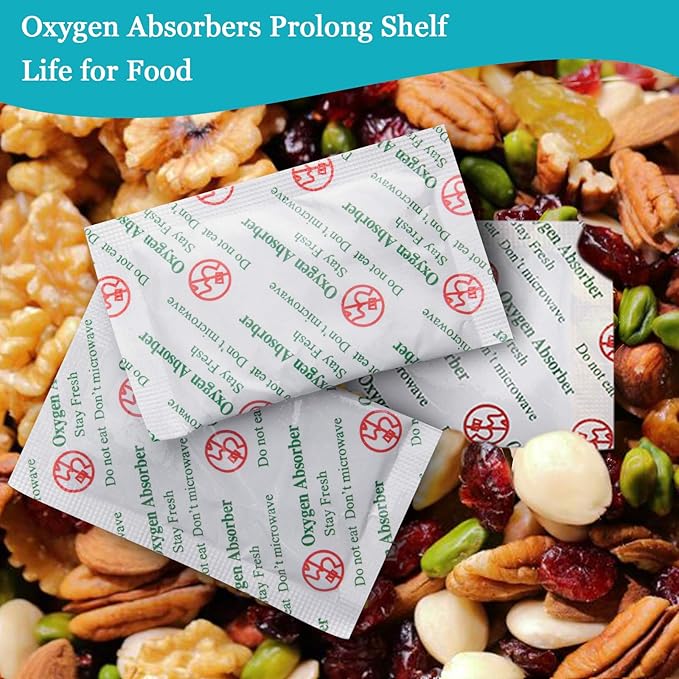 VacYaYa 3000CC(20-Pack) Food Grade Oxygen Absorbers Packets for Home Made Jerky and Long Term Food Storage, Stored in Vacuum Bag and 3 times Oxygen Absorption Capacity