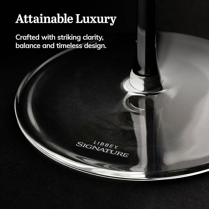 Libbey Signature Kentfield Wine Glass, 13.25 ounce, Set of 4, Elegant, Dishwasher Safe Glass Wine Glasses, for Parties, Birthdays, Weddings, & More