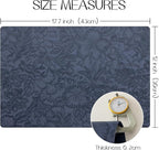 Romanstile Vinyl Placemats Set of 4-12 X 18 Inch - Heat Resistant Non-Slip Embossed Floral Place Mats 100% Waterproof Oilproof Wipeable Faux Leather Table Mats for Kitchen/Dining/Party, Navy Blue