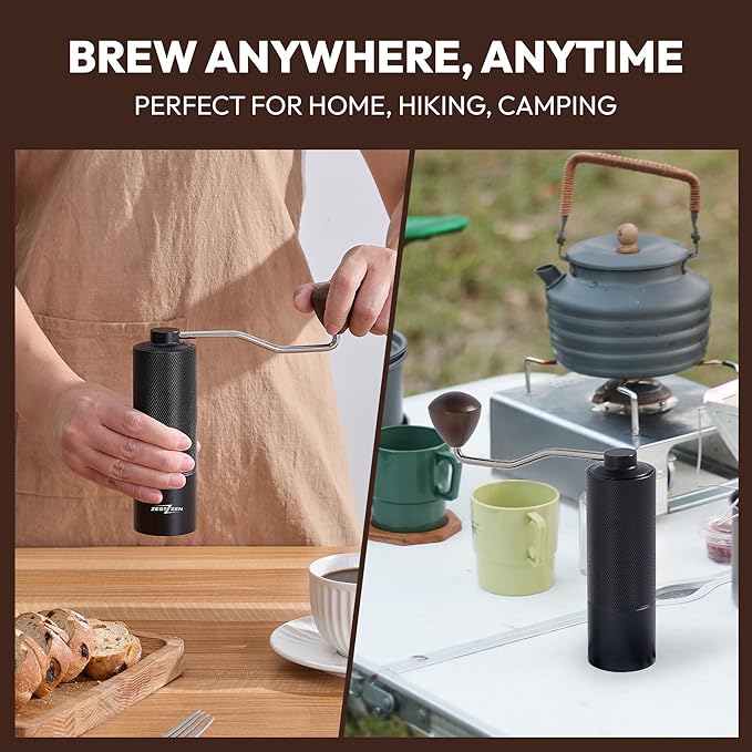 Manual Coffee Grinder – Portable Conical Burr Hand Grinder with Adjustable Settings & Double Bearings – Stainless Steel Coffee Mill for Espresso, French Press, Travel & Camping Gift