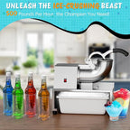 Snow Cone Machine Shaved Ice, 500LB/H Commercial Ice Crusher Shaved Ice Machine Fluffy, 300W Industrial Commercial Big Ice Shaving Machine for Snow Cones for Home Party