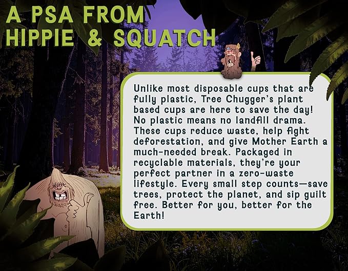 Hippie & Squatch's Tree Chuggers Plant Based Reusable Cups 12 oz - 6 Count - Wheat Straw Plastic Alternative Cups - Dishwasher Safe Tumblers - Unbreakable Drinking Glasses