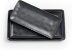 famiware Serving Platter, Rectangular 15.67/14.1/12.6inch Serving Dishes for Entertaining, Dishwasher Safe, Stoneware Serving Trays for Party, Food, Turkey, Snack, Cheese, Reactive Glaze, Matte Black