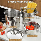 Cooks Standard Pasta Pot 18/10 Stainless Steel 12 Quart, Spaghetti Cooker Steamer Stock Pot Multipots with Strainer Insert, Stainless Steel Lid, 4-Piece Set