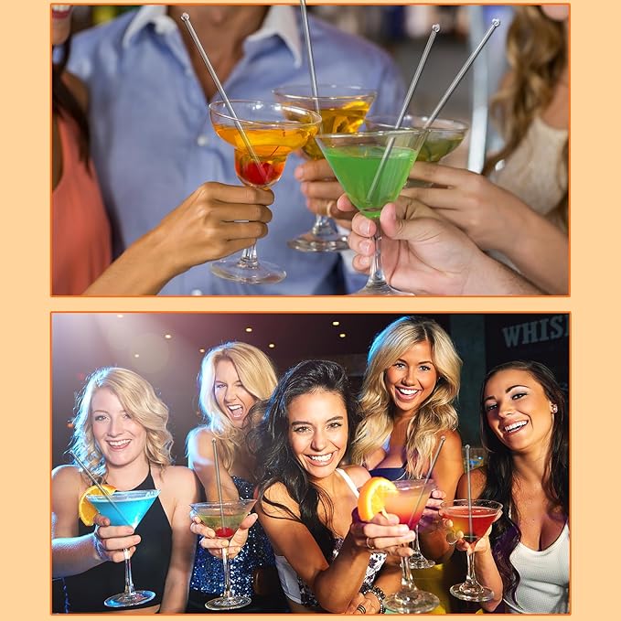 100 Pieces Disposable Plastic Round Top Clear Swizzle Sticks, Crystal Cake Stick, Cocktail Coffee Drink Stirrers 7.24 Inch (Transparent)