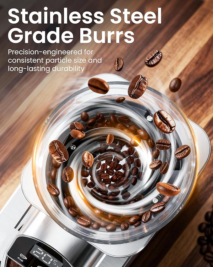 Conical Burr Coffee Grinder Electric Coffee Bean Grinder with 48 Precise Settings, Anti-Static Coffee Grinders for Home Use, Adjustable Conical Burr Mill for Espersso/Drip/French Press