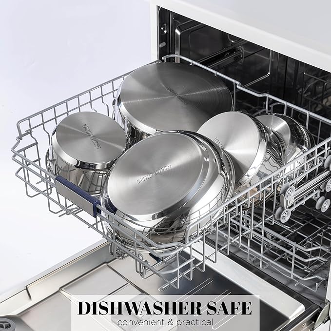 Country Kitchen Cookware Set with Removable Handle, Oven & RV Safe Pots and Pans Set, Stainless Steel, Original