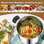 P&P CHEF Stainless Steel 3-Ply Sock Pot with Lid, Stockpot for Cooking Pasta & Stewing Soup, Fits Multi Stoves, Heat-proof Handle & Clear Lid, Heavy Duty & Dishwasher Safe, 12 Quarts