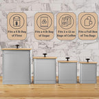 Kitchen Canisters for Countertop Set of 4 with Customizable Chalkboard Labels & Marker Pen - Big Iron Kitchen Canisters with Airtight Lids - Gray Canister Set - Flour and Sugar Containers Farmhouse
