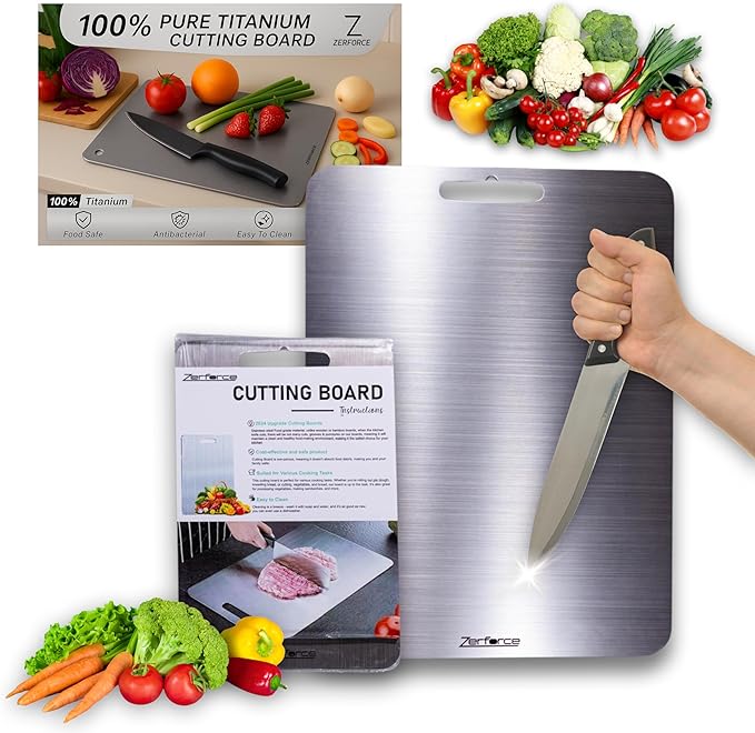 Titanium Cutting Board, Cutting Boards For Kitchen, 1 Pack Double-Sided Food-Grade Titanium Cutting Board For Cutting Meats, Fruits And Vegetables, Perfect Kitchen Gift for Home Cooks (11.81' x 7.87')