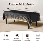 Exquisite Party Solids White and Gold Tablecloth 12-Pack New Years Plastic Tablecloth Black and Gold Dot 54in. X 108in. Rectangle Table Cover Black and Gold Party Decorations