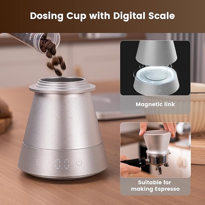 Gevi VelPro 400 Single Dose Espresso Grinder with Variable Speed, Stepless Adjustment, 64mm Titanium Flat Burr & Single Dosing Cup, Coffee Bean Grinder for Drip, French Press & Cold Brew-Silver
