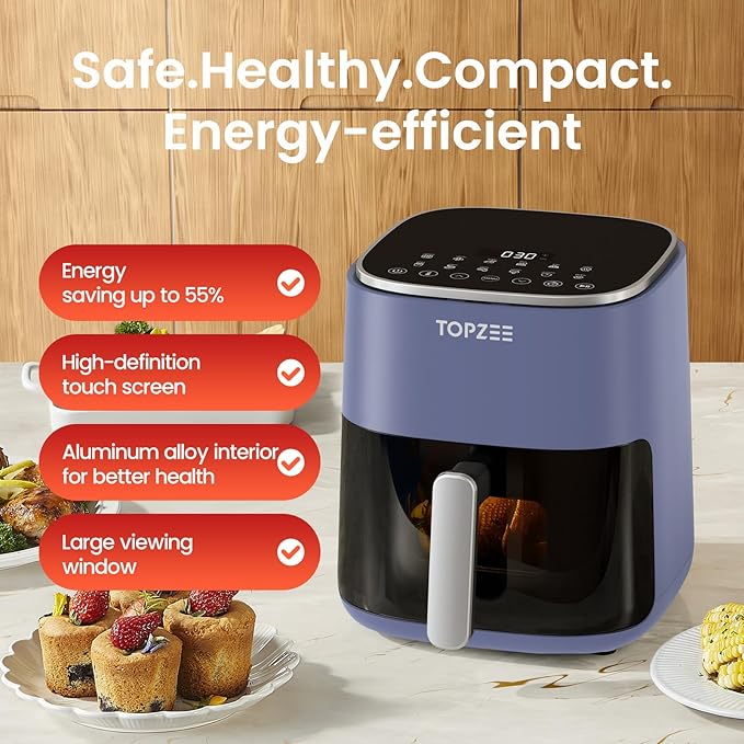 Air Fryer 12-in-1, Compact & Large 5.5-Qt Airfryer, 100-400℉ Precise Heat, 360°Hot Air Circulation, 95% Less Oil, Quick Easy Meals, Bake, Dry, Reheat, Frozen, Broil, Proof