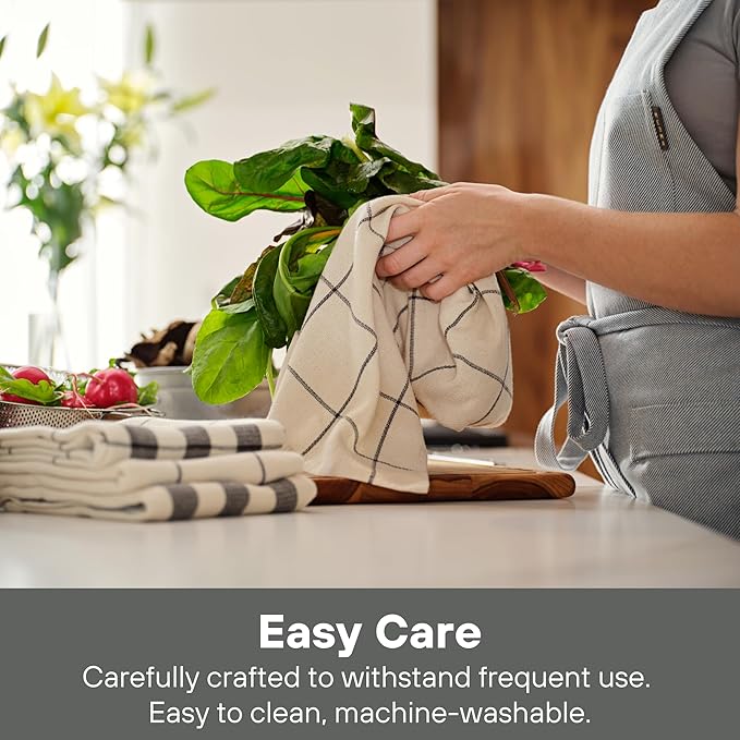 MEEMA Kitchen Towels and Cleaning Cloth | House Cleaning Supplies | Large Home Essentials Dish Towels - 18x28 Inch | Cotton Towel Rags | Super Absorbent Dish Rags | Sets of 4