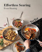 Stainless Steel Cookware Set,Tir-Ply Pots and Pans Set,10 Pcs Stainless Steel Induction Kitchen Cookware Sets,PFOA Free, Frying Pans,Saucepans,Saute Pan & Stock Pot,Compatible with All Cooktops