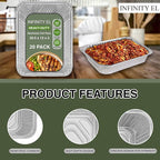 INFINITY EL Disposable Aluminum Foil Pans 20 Pack | Full Size 20.5" x 13" x 3" Deep Disposable Pan, Aluminum Baking Pan | Heavy Duty Foil Pan for Roasting Turkey, Lasagna, Thanksgiving, Christmas