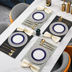 SUEH DESIGN Leather Placemats Set of 6 Reversible Table Mats Heat Resistant Waterproof No-Slip Place Mats for Dining Table Kitchen Parties