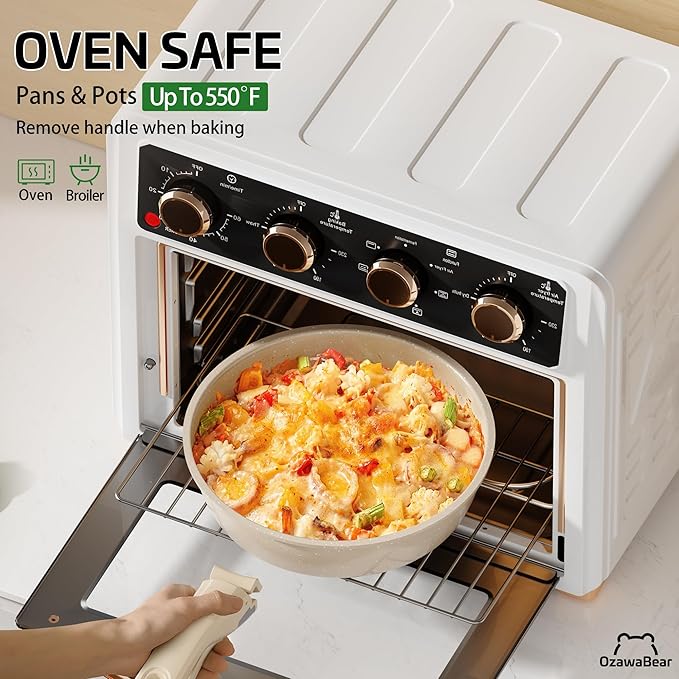 26 Pcs Pots and Pans Set Non Stick, Ceramic Cookware Set Non Toxic with Detachable Handles, Healthy Induction Cookware Oven Safe RV Kitchen Set, PFAS PFOA & PTFE Free, Taupe