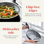 Rigoletto 8” Nonstick Frying Pan Skillet, Made in Italy, Vesuvio Layered Ceramic PFAS-Free Surface, Induction Ready, Dishwasher & Metal Utensil Safe, Granite Finish, Stay-Cool Handle, Black