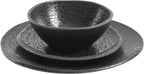 Gibson Home Yoko Round Melamine Plastic Dinnerware Set, Service for Four (12pcs), Matte Black