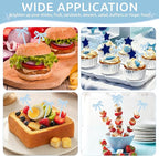 100Pcs Bow Cocktail Picks Party Toothpicks Blue Plastic Fruit Skewers Christmas Bow Drink Stirrers Cupcake Toppers Fancy Toothpick for Appetizers Drinks Wedding Coquette Birthday Bow Party Decor