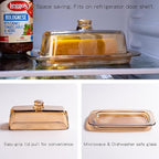 Glass Butter Dish with Lid for Countertop, Champagne Crystal Covered Butter Holder Tray Container(7.9*3.55 in)