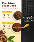 Manual Coffee Grinder with Stainless Steel Burr- 1.12oz Handheld Mill for Espresso, Drip, French Press,with 35 Adjustable Settings & Quiet (Black)