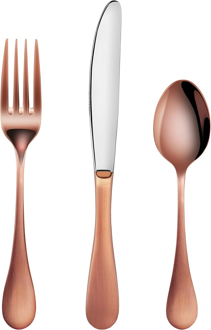Artaste 56891 Rain 18/10 Stainless Steel Flatware 36-Piece Set, Copper Finish, Service for 12