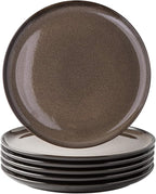 LERATIO Ceramic Dinner Plates Set of 6, 10.5 Inch Reactive Glaze Porcelain Plates, Modern Shape Dinnerware Dishes Set for Kitchen,Microwave&Dishwasher&Oven Safe, Scratch Resistant-Chestnut