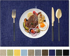 Romanstile Cloth Placemats Set of 4-12 x 18 Inch, Heat Resistant Double Layered Thickened Burlap Place Mats, Washable Faux Linen Farmhouse Table Mats for Kitchen/Dining/Party/Outdoor, Navy Blue