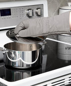 All-Clad Silicone Oven Mitts: Heat Resistant up to 500 Degrees - 100% Cotton & Silicone, 14"x7" Oven Mitt for Kitchen and Barbeque, 2-Pack, Titanium