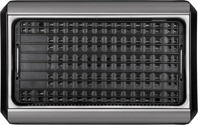 Indoor Smokeless Grill 1500W with Smart LED Touch Screen, Tempered Glass Lid, 2 Removable Ceramic Nonstick Grill & Griddle Plate, in a Modern Stainless Steel Design.
