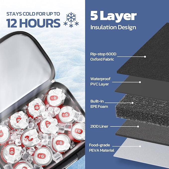 Maelstrom Collapsible Soft Cooler Bag, 24/30/60/75 Cans Beach Cooler, Ice Chest, Leakproof & Portable for Beach, Camping, Road Trips & Grocery Shopping