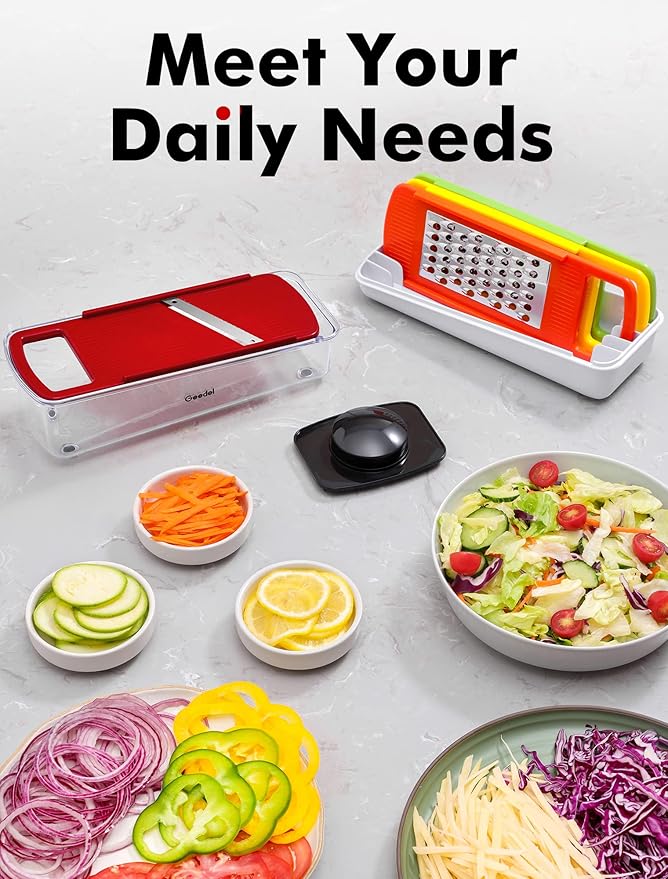 Geedel Professional Mandoline Slicer for Kitchen, Multi Purpose Vegetable Slicer Cutter, Vegetable Cutter Onion Cutter for Veggie Fruit Cheese