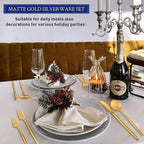 Matte Gold Stainless Steel Flatware Set for 4, 20-Piece Cutlery Tableware with Spoons and Forks, Dishwasher Safe