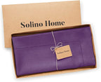 Solino Home Square Linen Tablecloth 52 x 52 Inch - 100% Pure Linen Purple Table Throw - Classic Hemstitch, Machine Washable Table Cloth for Summer, Fall, Autumn, Halloween