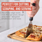 Chef Pomodoro Pizza Dough Scraper Tool 4" (10 cm), Bench Scraper with Handle, Stainless Steel Bench Knife and Metal Chopper for Kitchen, Bread Spatula, Pastry Tool for Food and Baking