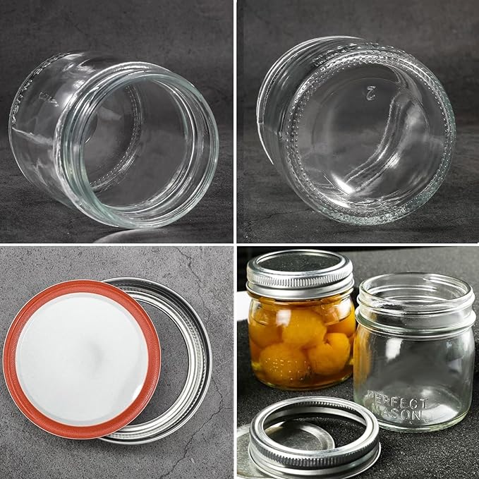 Mason Jars, 8 OZ, 12 Pack with Lids and Bands, Glass Canning Jars for Canning, Pickling, Preserving, Jam, Honey, Wedding Favors, Shower Favors (12 Pack) (Regular Mouth)