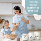 Coffee Tea and Sugar Ceramic Canister Set - 3-Piece Airtight Kitchen Canisters for Countertop - Coffee Bar Container Set
