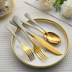 20 Piece Gold and Grey 18/0 Flatware Utensil Set for 4, Include Dinner Knife,Dinner Forks,Dinner Spoons,Salad Forks,Teaspoons,Silverware Set for 4, Dishwasher Safe
