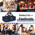 Insulated Casserole Carrier, Portable Casserole Carrier for Hot or Cold Food Lunch Tote Warmer or Cooler Bag, Lasagna Lunch Bag for Potluck Parties- Fits 9" x 13" Baking Dish-Navy blue