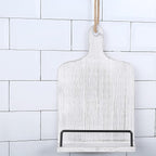 Soligt Cookbook Stand for Kitchen Counter Adjustable Recipe Book Holder Rustic Wood Cutting Board Style - White