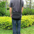 FlowFly Insulated Reusable Lunch Bag Adult Large Lunch Box for Women and Men with Adjustable Shoulder Strap,Front Zipper Pocket and Dual Large Mesh Side Pockets, Black