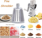 3-in-1 Rotary Cheese Grater Vegetable Slicer, 3 Interchangeable Blades Food Shredder with Anti-Slip Reinforced Suction Base, Kitchen Mandoline Chopper (White)