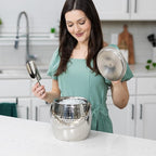 BREKX 3-QT Insulated Ice Buckets for Parties with Lid and Scoop - Iceberg Anchored Wine Chiller Champagne Bucket for Cocktail Bar, Metal Bucket with Lid, Non-Sweat