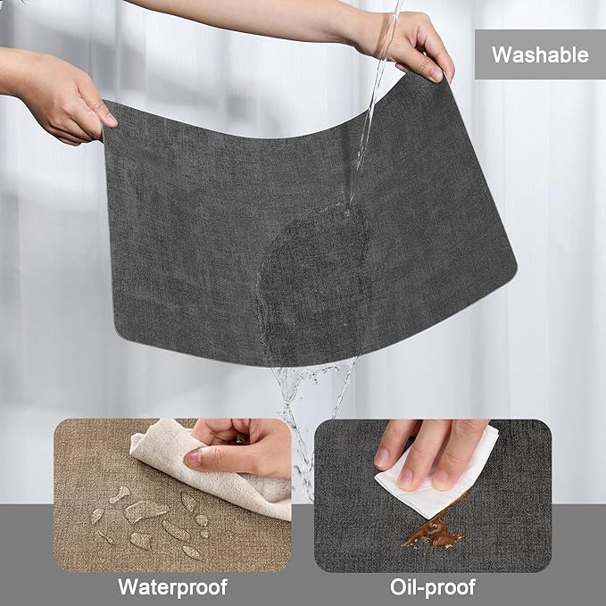 Myir JUN Placemats Dual Sided, Faux Leather Place Mats Set of 8 Indoor Placemat for Dining Table Non-Slip Washable Place Mat Heat Resistant Outdoor Table Mats (Set of 8, Gray Beige)