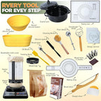 Sourdough Bread Baking Supplies 34 oz Sourdough Starter kit with Pot, 2 Silicone Bread Proofing Baskets, and Bread Making Tools Kit - Yellow